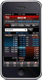 Olleh 증권스마트의 아이폰 화면 중 현재가입니다.